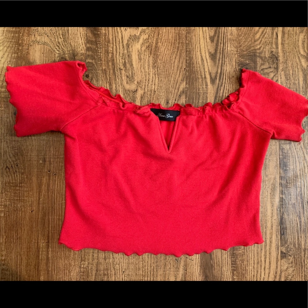 cropped red top